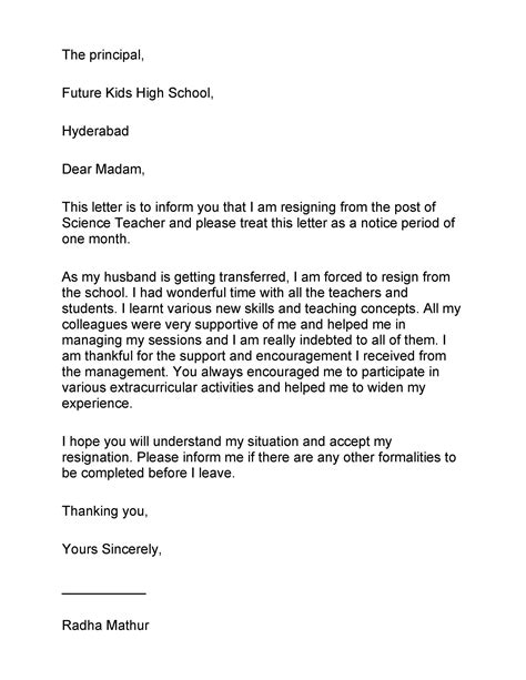 50 Best Teacher Resignation Letters Ms Word Templatelab