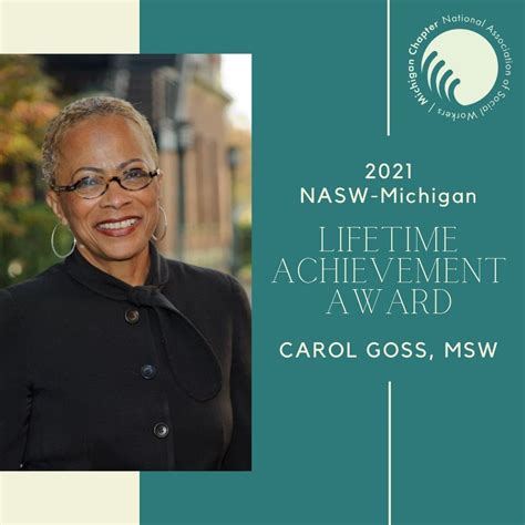 Congratulations Carol Goss 2021 Nasw Michigan Lifetime Achievement