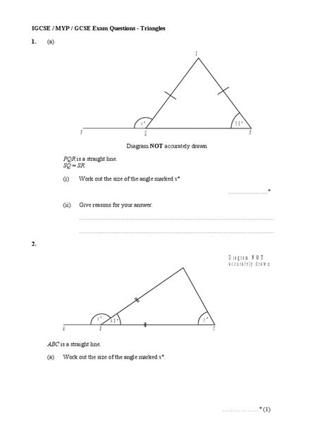 Gcse Exam Questions Triangles Pdf Euclidean Plane Geometry Triangle