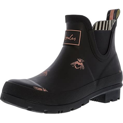 Joules Joules Womens Wellibob Black Love Bees Ankle High Rubber Rain