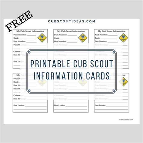 The information contained in this post is for general information purposes only. Free Printable Cub Scout Information Cards ~ Cub Scout Ideas