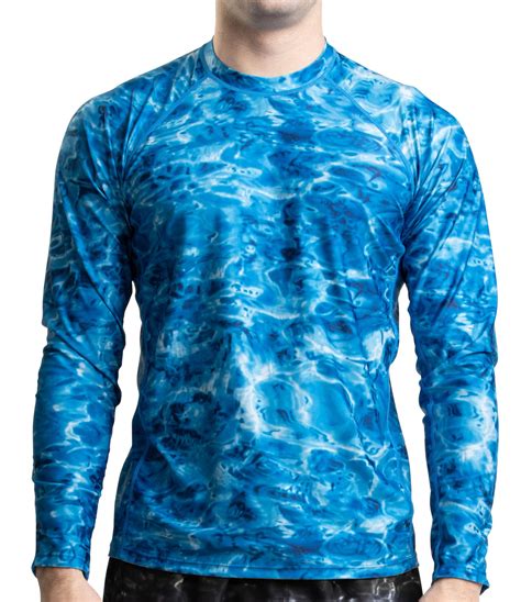 Aqua Design Rash Guard Men Upf 50 Long Sleeve Rashguard Swim Shirts For Men Royal Ripple Size