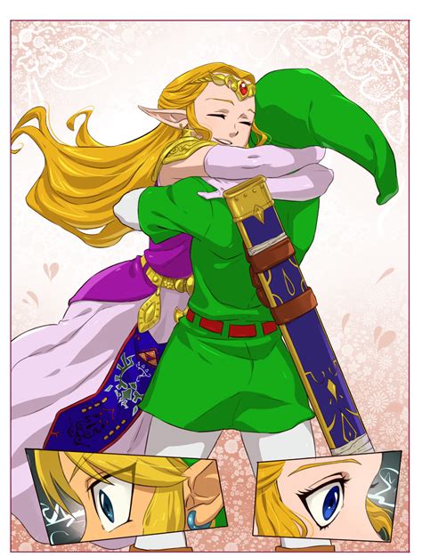 The Legend Of Zelda Ocarina Of Time Adult Link And Adult Princess Zelda Hugs Work By