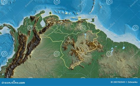 Shape Of Venezuela With Regional Borders Relief Stock Illustration