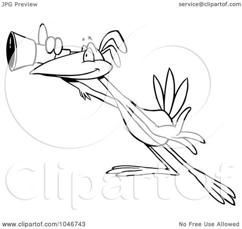 Royalty Free Rf Clip Art Illustration Of A Cartoon Black And White Outline Design Of A Scoping