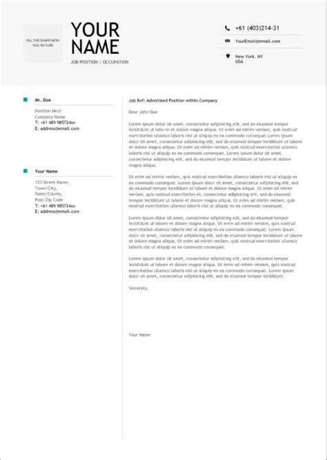 Cover Letter Format Word Template