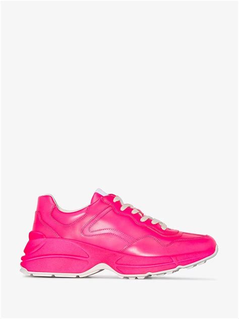 Gucci Pink Rhyton Leather Sneakers Lyst