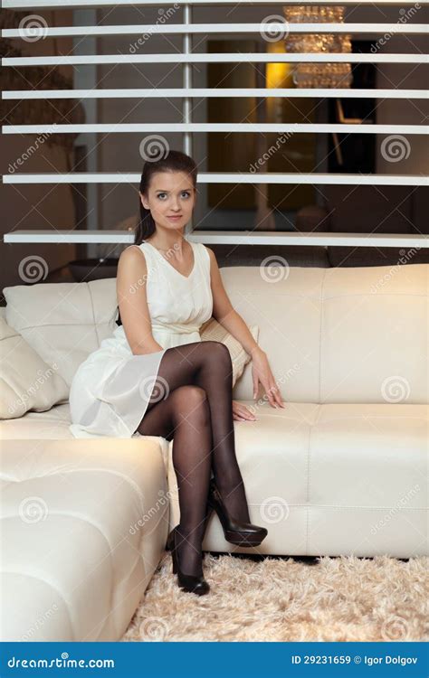The Girl On The Couch Stock Image Image Of Settee Beautiful 29231659