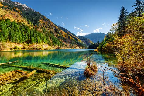 Wallpaper Jiuzhaigou Park China Valley Nature Autumn Mountains Parks