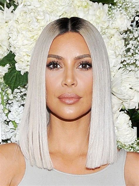 kim kardashian just revealed a sleek new icy blonde lob top 10 haircuts one length haircuts