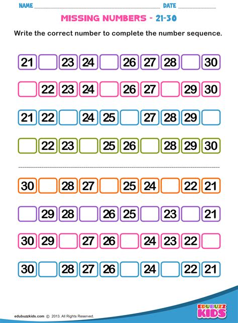 Sequence Numbers Worksheet