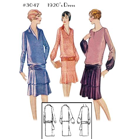 Vintage Sewing Pattern Ladies 1920s Long Sleeve Dress Etsy Vintage