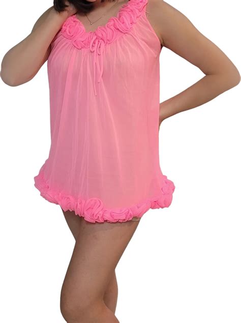 vintage hot pink ruffle nighty shop thrilling