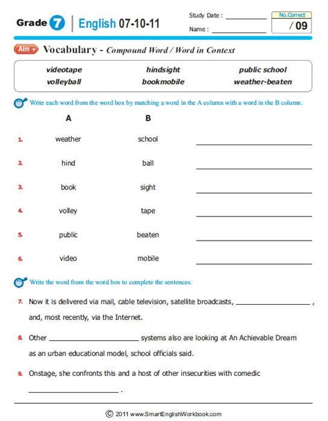 Seventh Grade Language Arts Worksheets Worksheets Samples