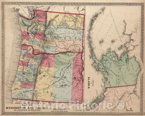 Historic Map National Atlas 1872 Washington And Oregon Territory