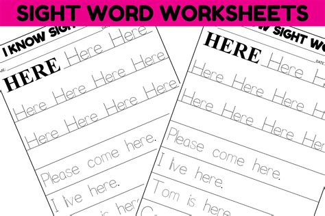 Sight Word Practice Worksheet Here Graphic By Saritakidobolt
