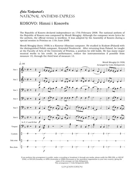 Kosovo National Anthem Himni I Kosovs Music Sheet Download