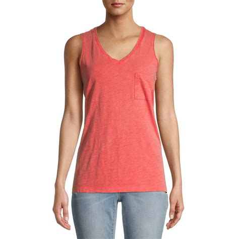 Time And Tru Time And Tru Womens V Neck Pocket Tank Top Walmart