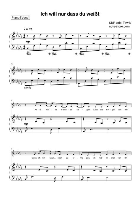 SDP Adel Tawil Ich will nur dass du weißt sheet music for piano with