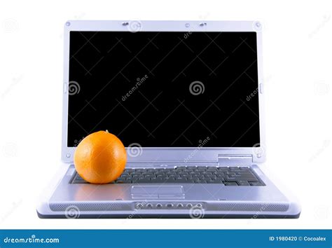 Laptop And Orange Stock Photo Image Of Open Close Orange 1980420