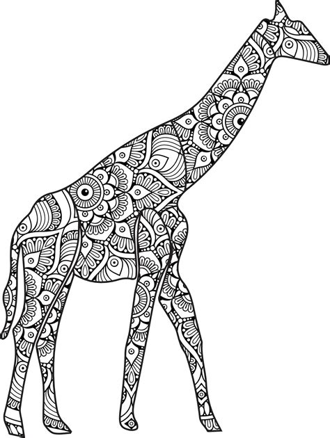 Giraffe Mandala Coloring Page 21574312 Vector Art At Vecteezy