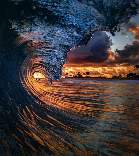 Sunset Wave Honolulu Photo Surfing Photography Hawaii Waves