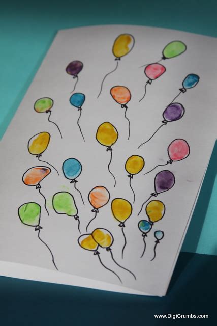 Digicrumbs Bunch Of Balloons Happy Birthday Card A Diy Fingerprint