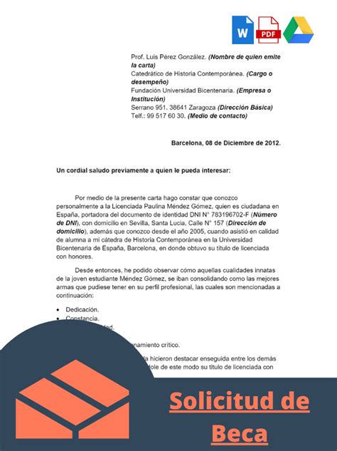 Carta Formal Para Solicitar Una Beca Ve Descarga Gratuita