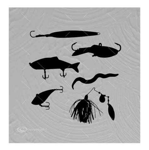 Six Fishing Baits Vector Images SVG Files Digital Cutting Etsy