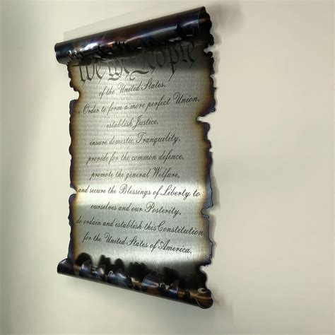 Burnt Metal Laser Etched United States Constitution Scroll Metal Art