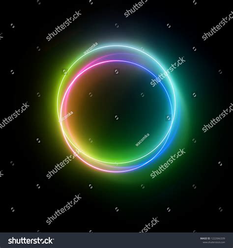 3d Render Colorful Neon Lights Round Stock Illustration 1222066339