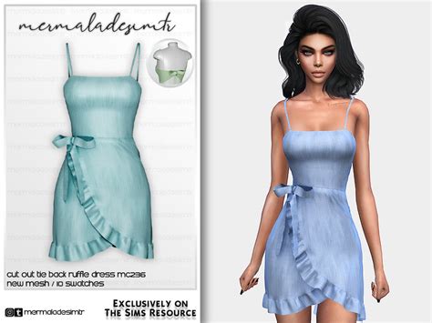 The Sims Resource Cut Out Tie Back Ruffle Dress Mc236