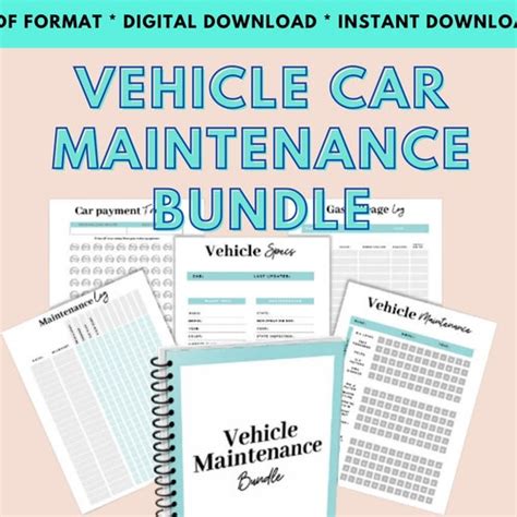 Vehicle Maintenance Log Printable Car Maintenance Checklist Etsy