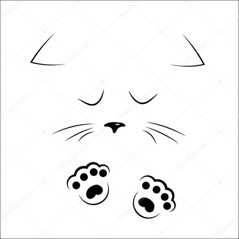 Images Sad Cat Drawing Vector Black Outline Drawing Sad Cat Face
