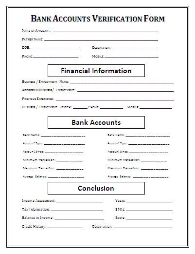 A Bank Account Form With The Words Bank Accounts Written On It And An