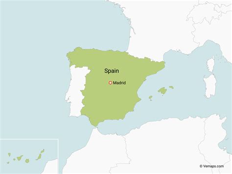Map Of Spain With Neighbouring Countries Free Vector Maps