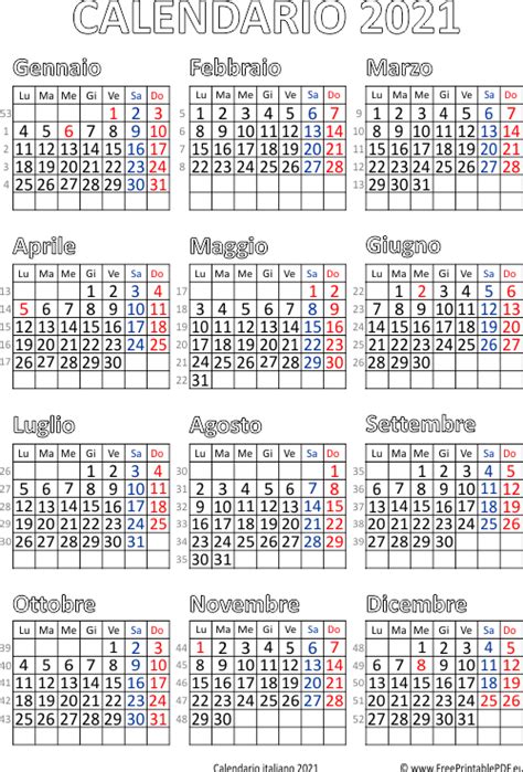 Calendario 2021 Con Festività Italiane Calendario 2021 Annuale