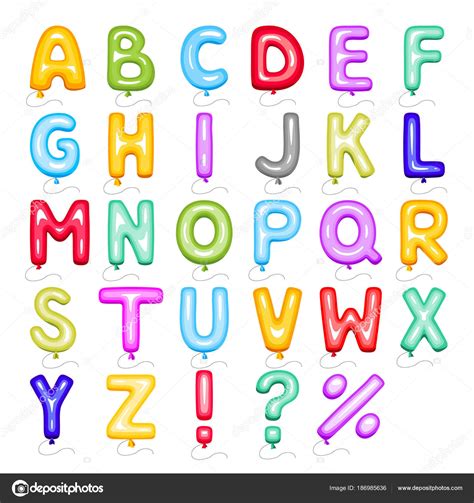Cartoon Bubble Font Colored Letters Alphabet Made Balloons