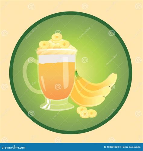 Banana Juice Vector Illustration Decorative Background Design Stock