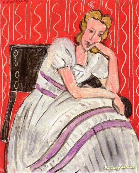 Seated Young Woman In A Grey Dress Artwork By Henri Matisse Oil