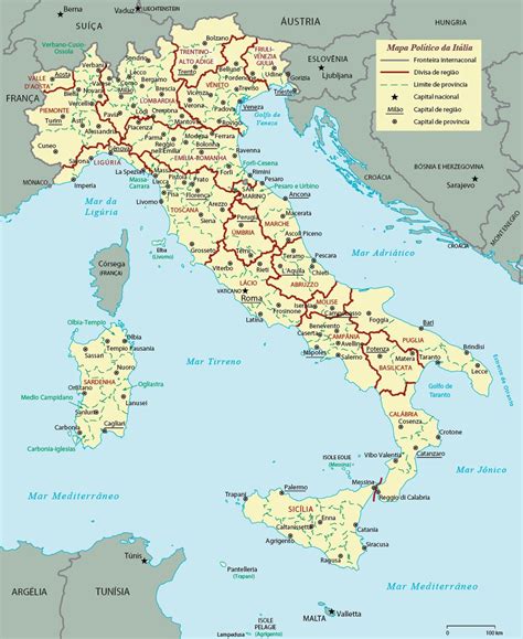 Mapa Da Itália Cidades Estados Por Região Mapa Político Mapa Da