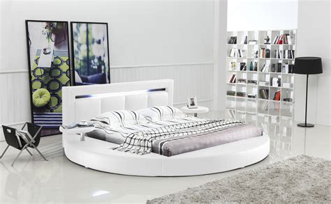 Oslo Round Bed With Headboard Lights White Matisseco