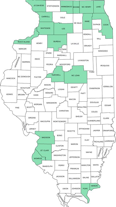 Counties In Illinois Map | Map Of The World