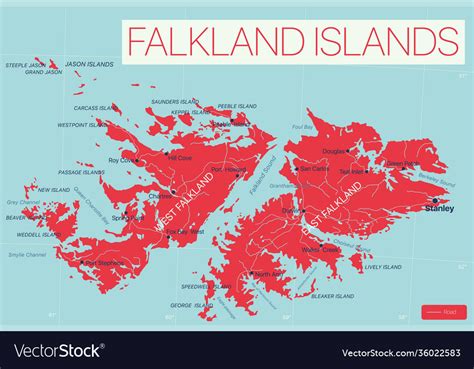 falkland islands detailed editable map royalty free vector