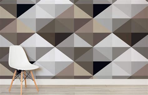 Brown Geometric Pattern Wallpaper Mural Hovia Uk Feature Wall