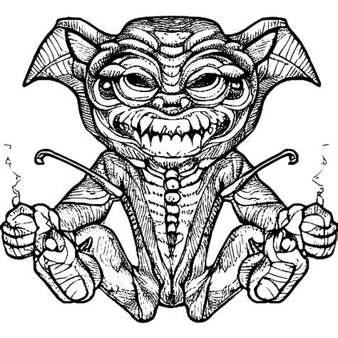 Scary Gremlin Coloring Page · Creative Fabrica