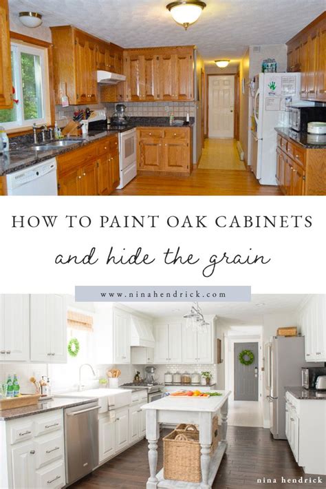 These pink oak kitchen cabinets used to be very popular but i can't stand them any more! How to Paint Oak Cabinets and Hide the Grain | Painting ...