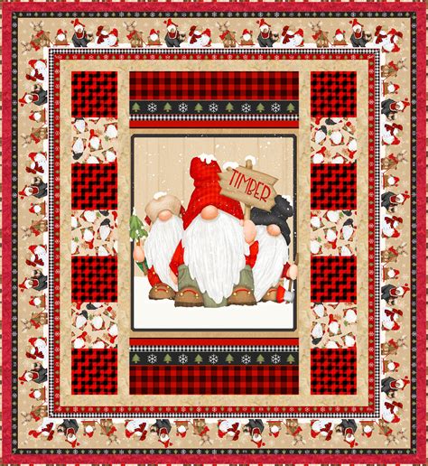 Free Equilter Pattern Timber Gnomes 56 X 60 Panel Quilt