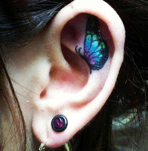 55 Incredible Ear Tattoos Cuded Small Butterfly Tattoo Butterfly