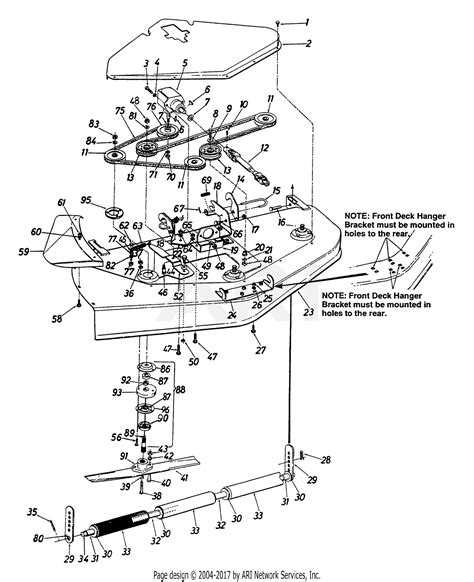Mtd 190 993 000 1995 Parts Diagram For Mowing Deck Assembly